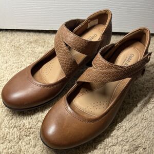 Cobb Hill by Rockport Brown Leather Mary Jane Heels Size 8